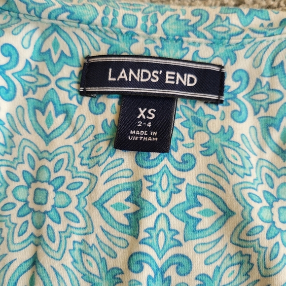 Lands' End Sleeveless Aqua Patterned Maxi Dress Size XS - Picture 5 of 7